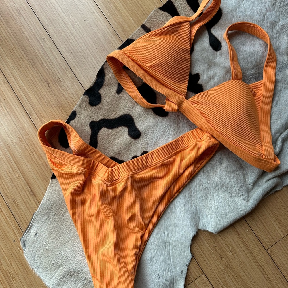 Orange Ribbed Bikini Set - Picture 10 of 13